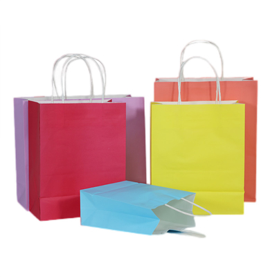 150g Eco Friendly Kraft Paper Bag For Shopping Embossing Debossing, bag with handle